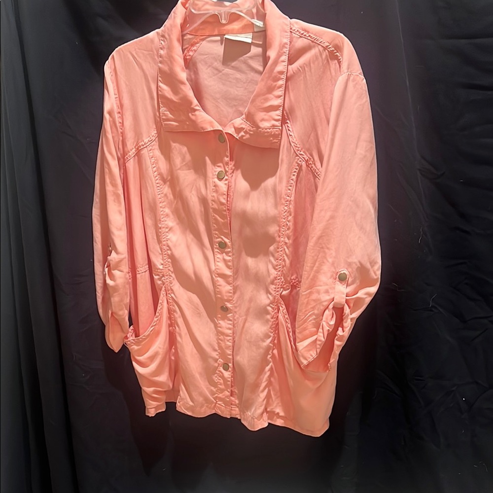 Chico's Coral Button-Down jacket size 3